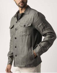 Castello d'Oro Green Linen Safari Jacket Over-shirt  thumbnail 3